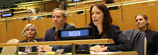 Åsa Lindhagen talar vid FN:s kvinnokommisiions 63:e möte.