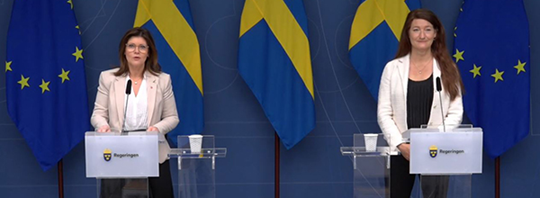 Arbetsmarknads- och jämställdhetsminister Eva Nordmark och LO:s ordförande Susanna Gideonsson. Foto: Regeringskansliet