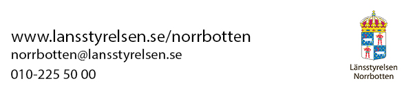 Kontaktuppgifter och logotyp för Länsstyrelsen i Norrbotten