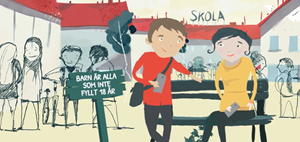 Bild ur informationsfilm om ungas rättigheter i Sverige