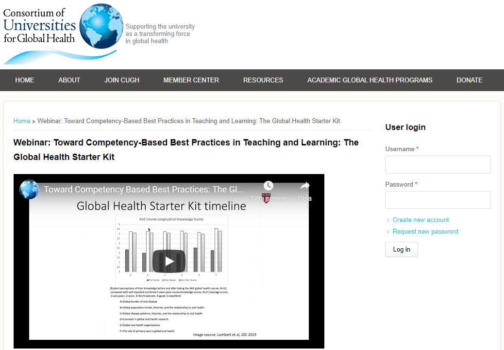 Webinar: Toward Competency-Based Best Practices in Teaching and Learning: The Global Health Starter Kit