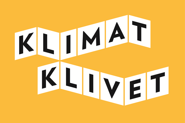 Klimatklivets logotyp, gul bakgrund med svart text Klimatklivet