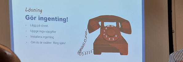 En bild på en röd gammaldags telefon och text bredvid där rubriken är "Gör ingenting"