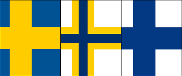 Illustration av svenska, sverigefinska och finska flaggan.