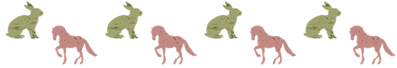 illustration av harar och hästar.