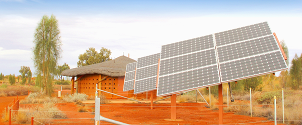Solar panels in African desert