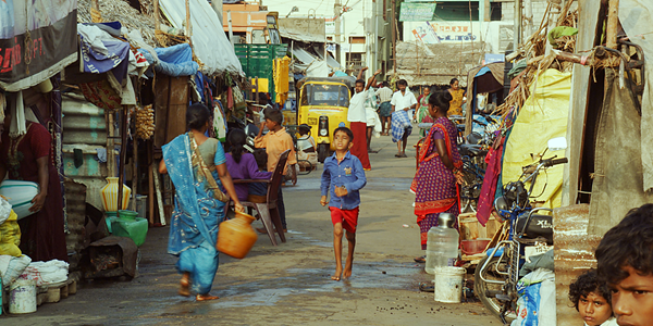 Slum street in India