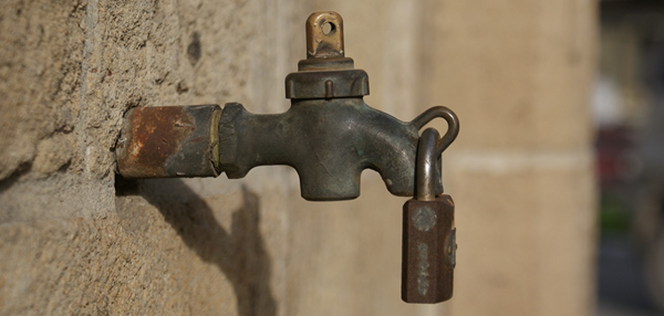 Water tap being sealed